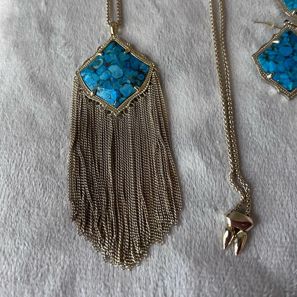 Kendra Scott bronze Veined Turquoise set - Picture 2 of 8